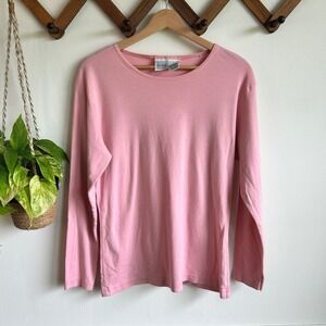 Vintage Maxwell Jason Womens Pink Ribbed Long Sleeve Crew Neck Top Large